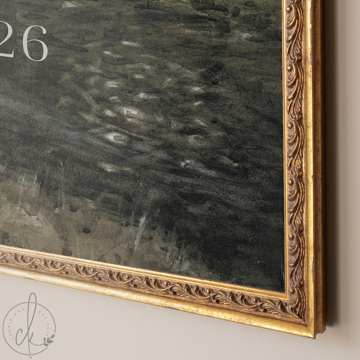 Wedding Entrance Sign | Green Impressionist Landscape Welcome Easel | Personalized Names and Date | N153