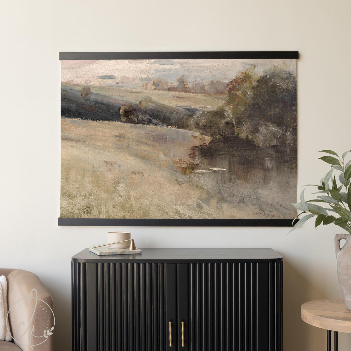 Abstract Landscape Art | Large Canvas Wall Tapestry | Oversized Neutral Decor | T96