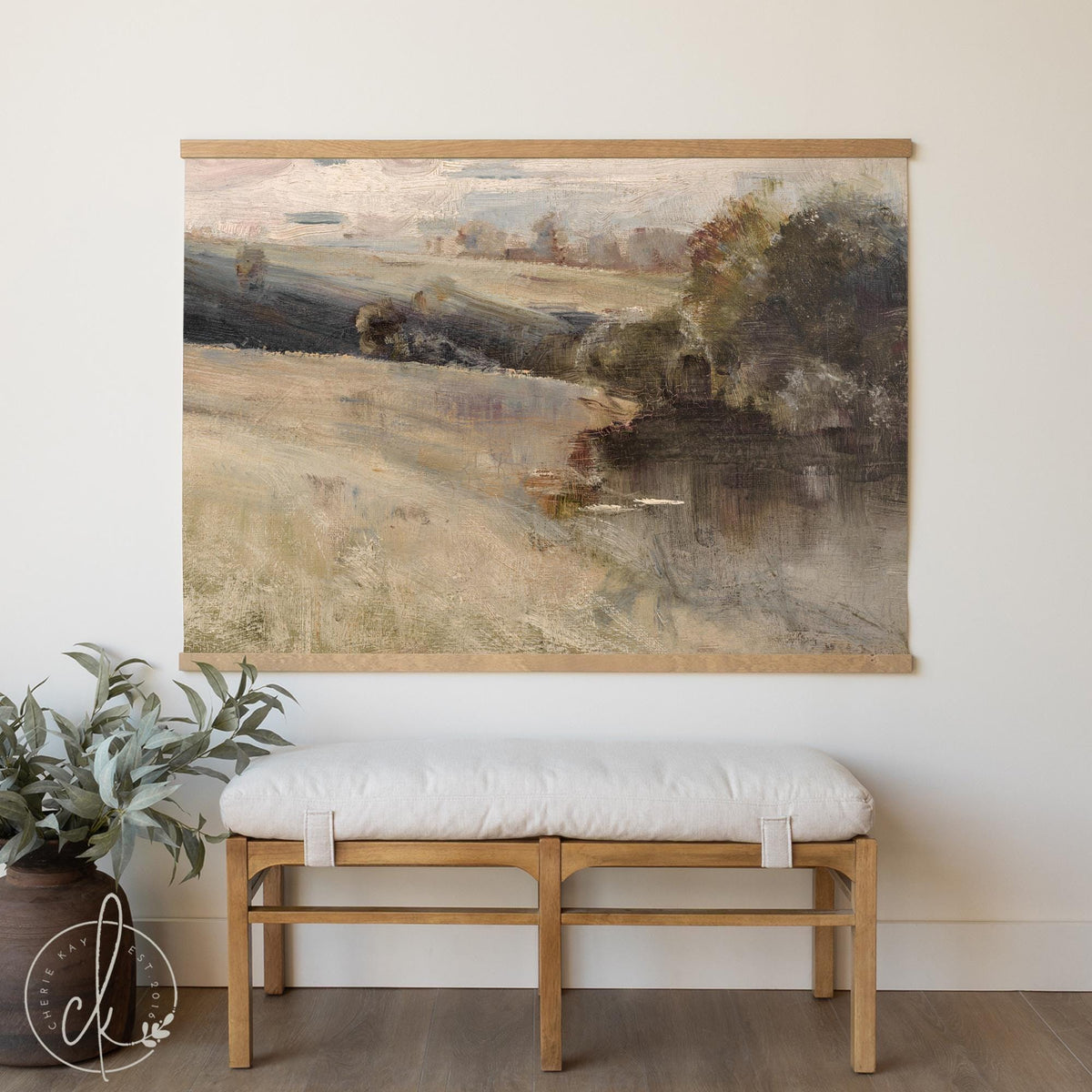 Abstract Landscape Art | Large Canvas Wall Tapestry | Oversized Neutral Decor | T96