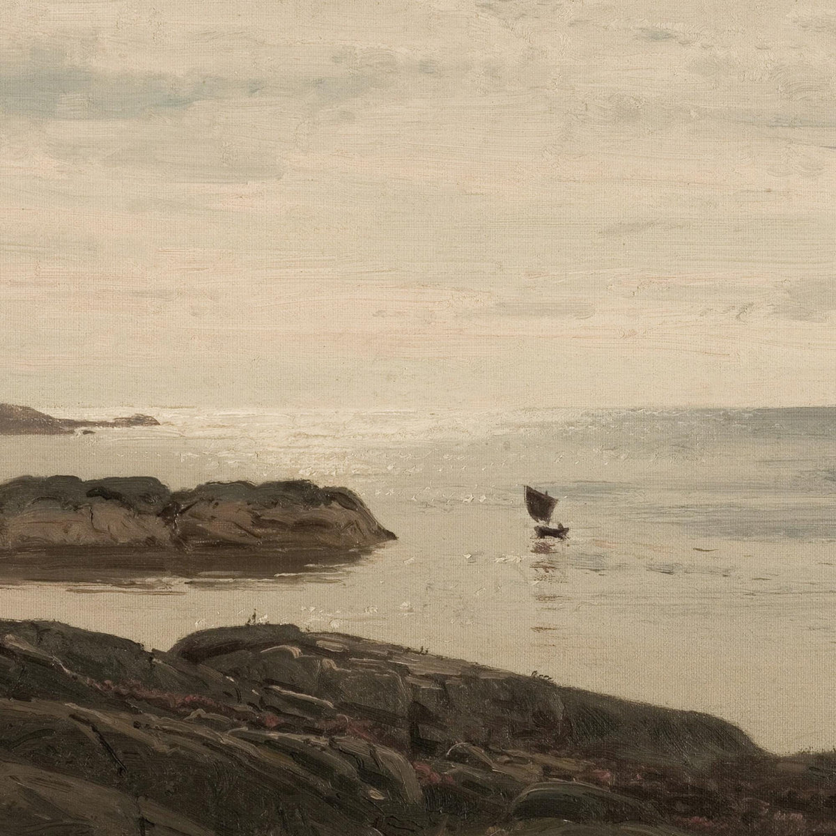 Coastal Landscape Painting | Framed Seascape Wall Art | Neutral Ocean Decor | N16