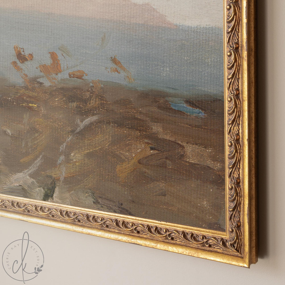 Coastal Wall Art | Vintage Mediterranean Seascape | Gold Framed Oil Painting | N102
