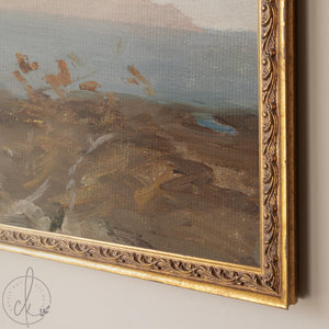 Coastal Wall Art | Vintage Mediterranean Seascape | Gold Framed Oil Painting | N102