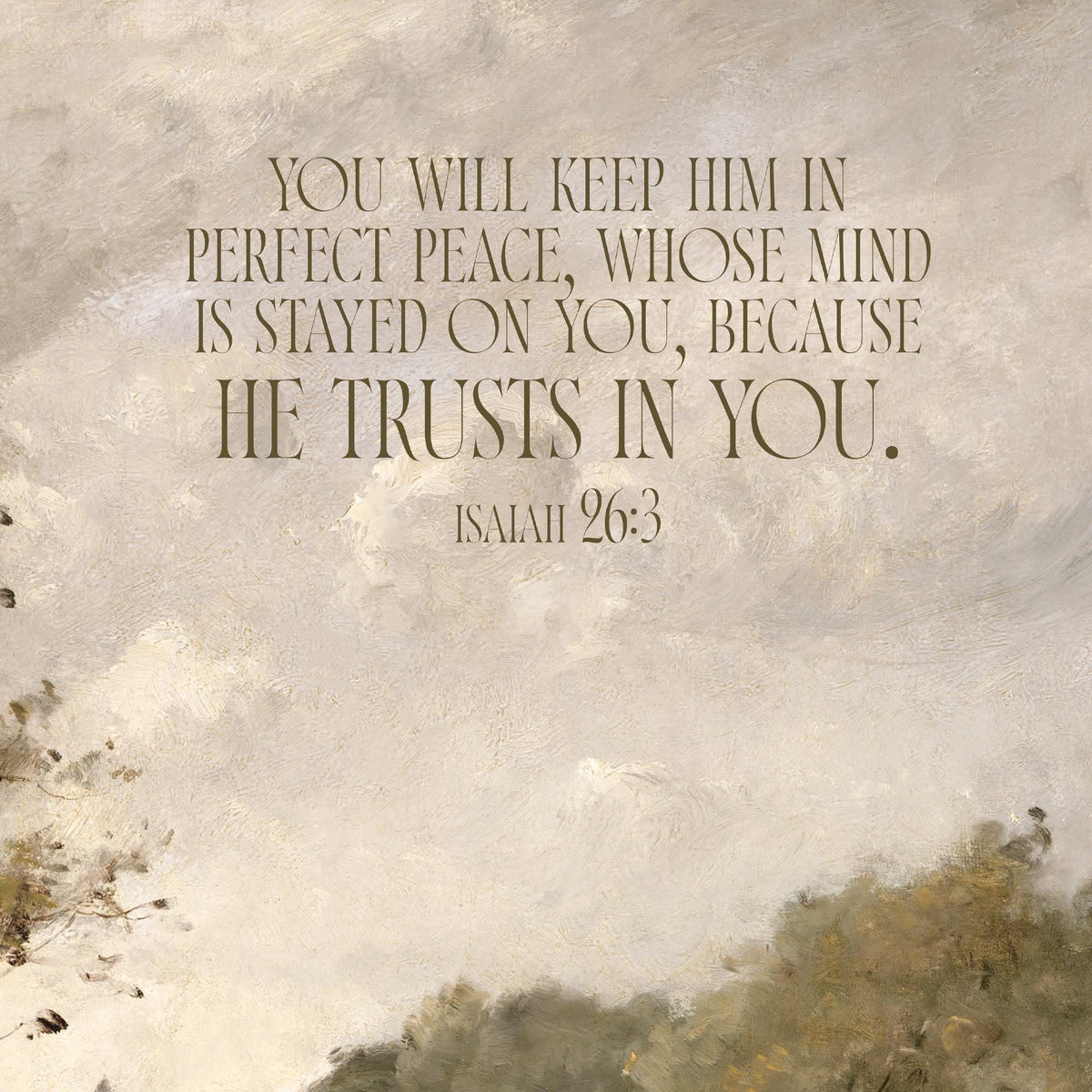 Bible Verse Wall Art | Isaiah 26:3 Framed Landscape | Vintage Christian Wall Decor | N236