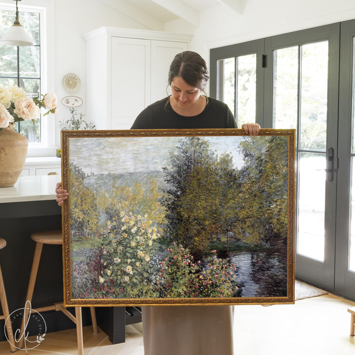 Monet garden painting Corner of the Garden at Montgeron in ornate gold frame