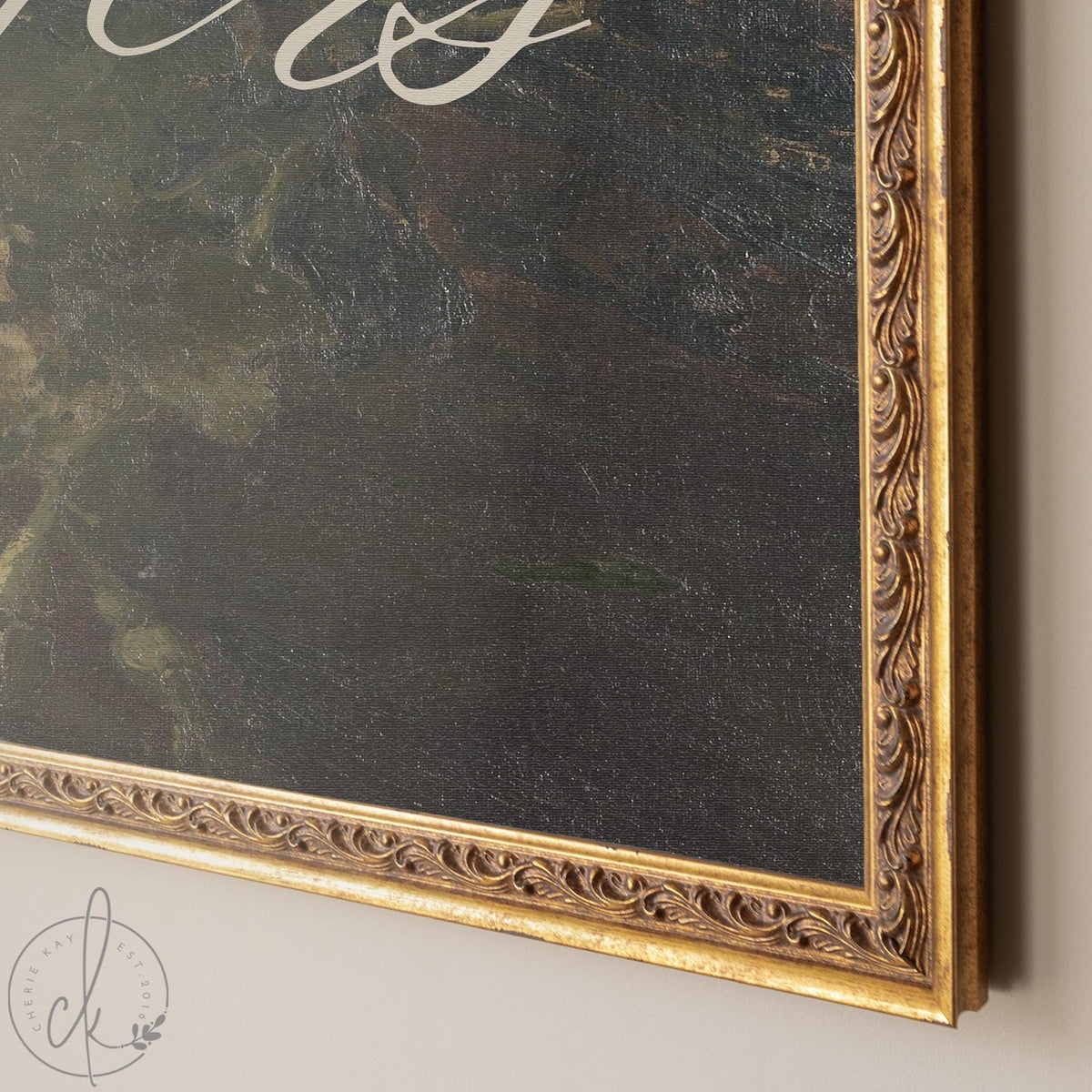 Wedding Last Name Sign | Moody Floral Print, Gold Frame | Custom Welcome Sign | N157