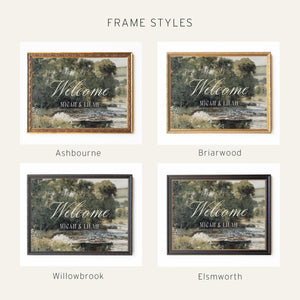 Personalized Last Name Sign | Vintage Landscape Framed Canvas | Wedding Gift for Couple | N150