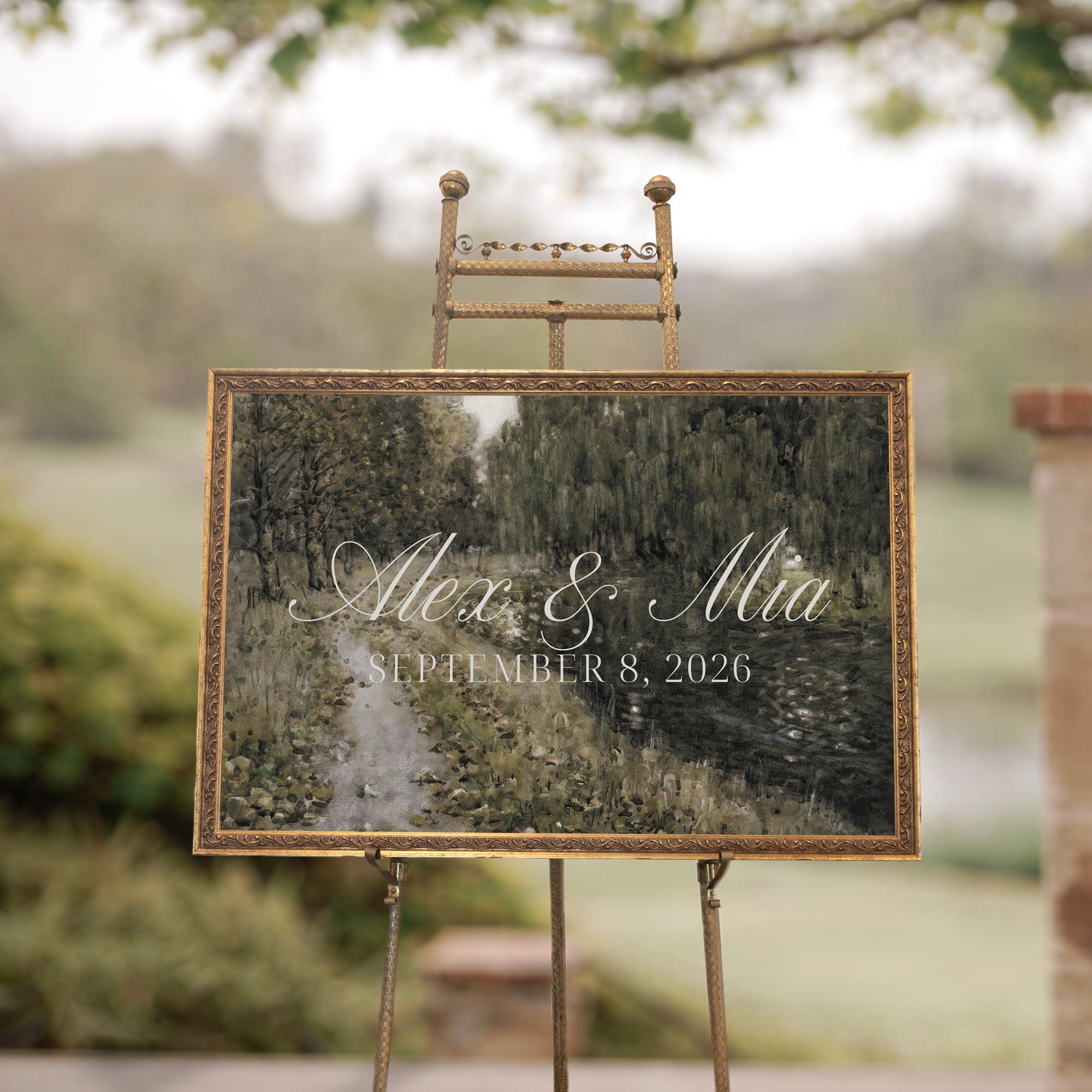 エレン・ガン　「バラの季節Ⅰ」　シルクスクリーン　直筆サイン・エディション有り Wedding Entrance Sign | Green Landscape Easel Sign