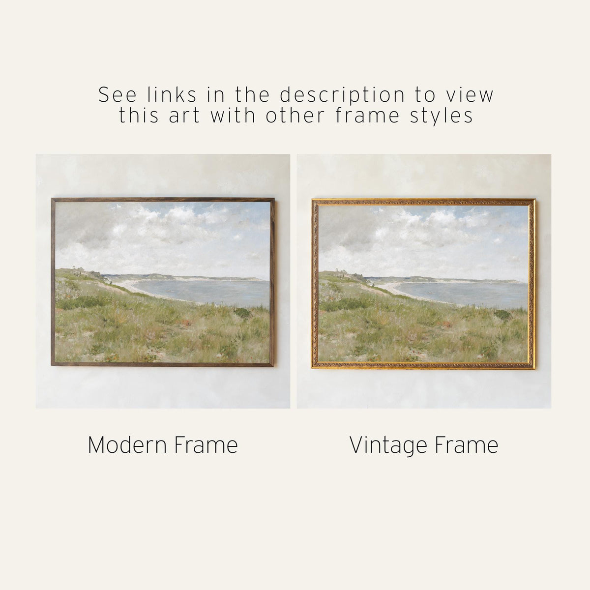 Vintage Coastal Art Canvas Banner | Above Couch Wall Decor | Large Horizontal Beach Landscape | T129
