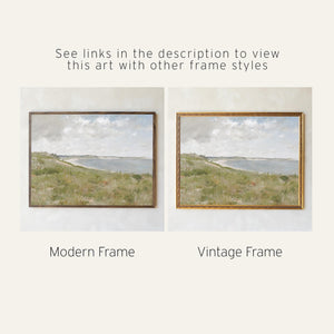 Vintage Coastal Art Canvas Banner | Above Couch Wall Decor | Large Horizontal Beach Landscape | T129