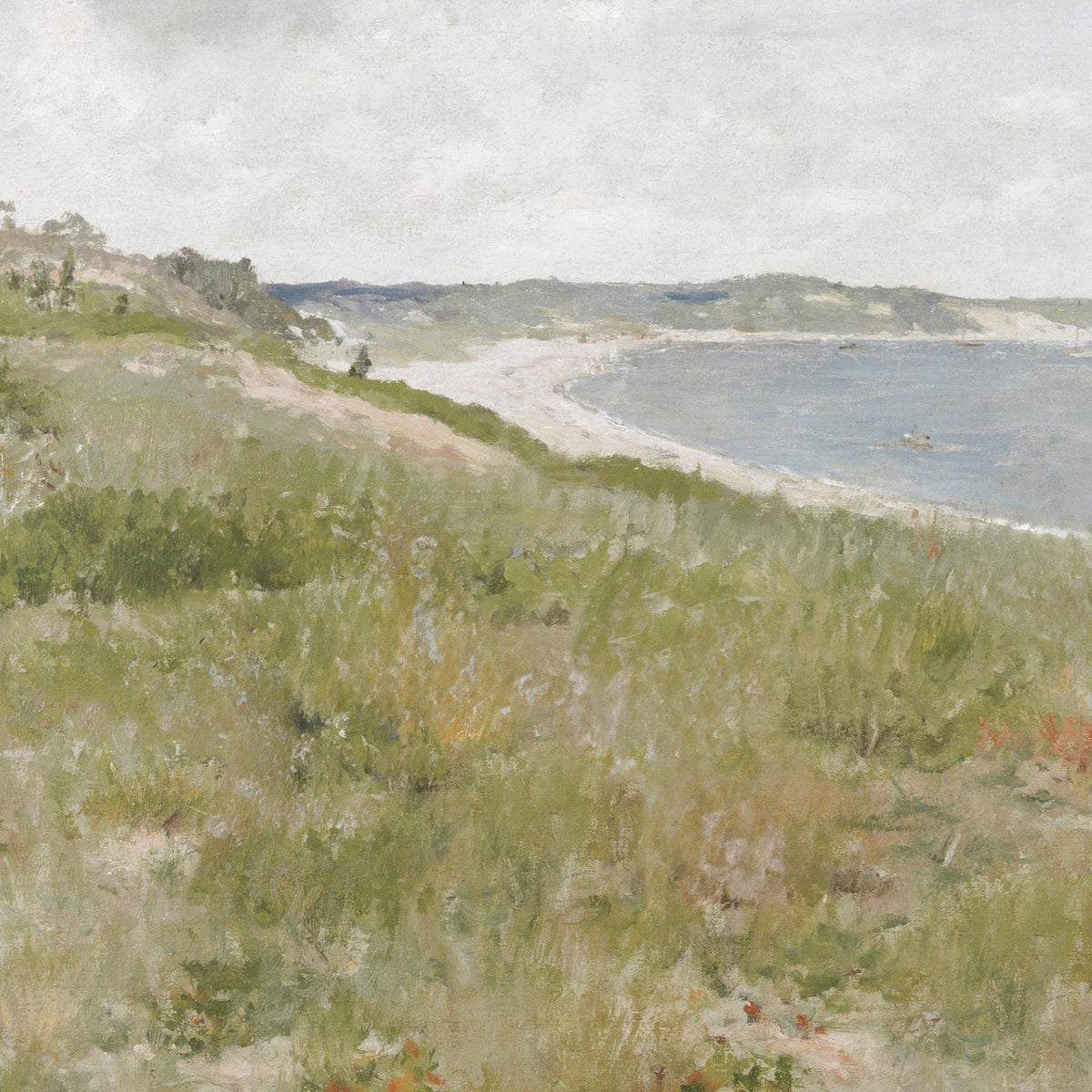 Framed Coastal Art | Vintage Beach Landscape Canvas Print | Above Couch Wall Decor | N31