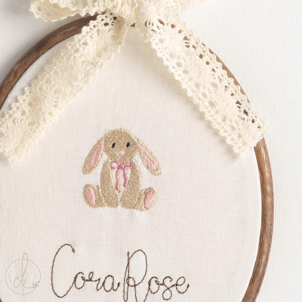 Personalized Birth Announcement | Embroidered Baby Name Hoop | Bunny Nursery Decor | E4