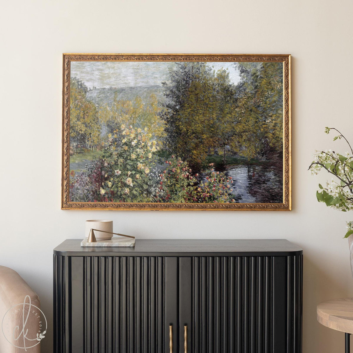 Monet Garden Painting | Corner of the Garden at Montgeron | Gold Framed Wall Art | N154