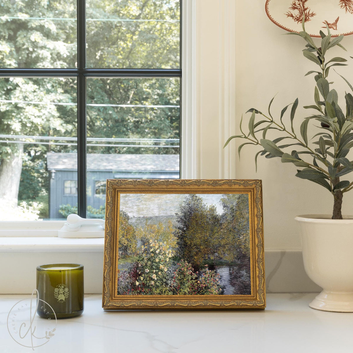 Monet Garden Painting | Corner of the Garden at Montgeron | Gold Framed Wall Art | N154