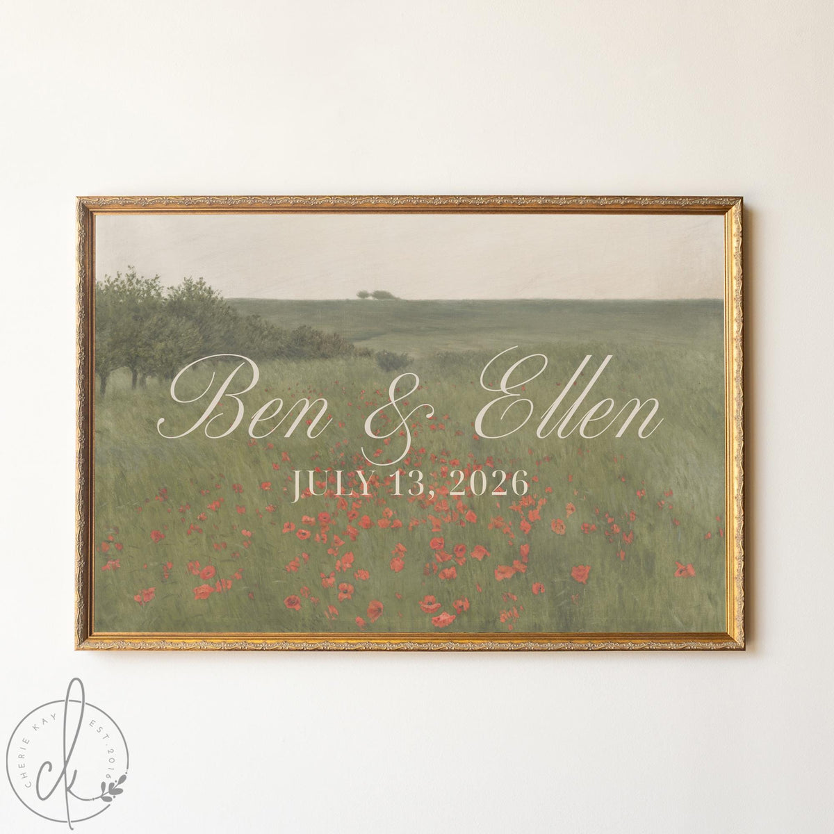 Custom Wedding Sign | Vintage Landscape Canvas Print | Personalized Wedding Gift for Couple | N155