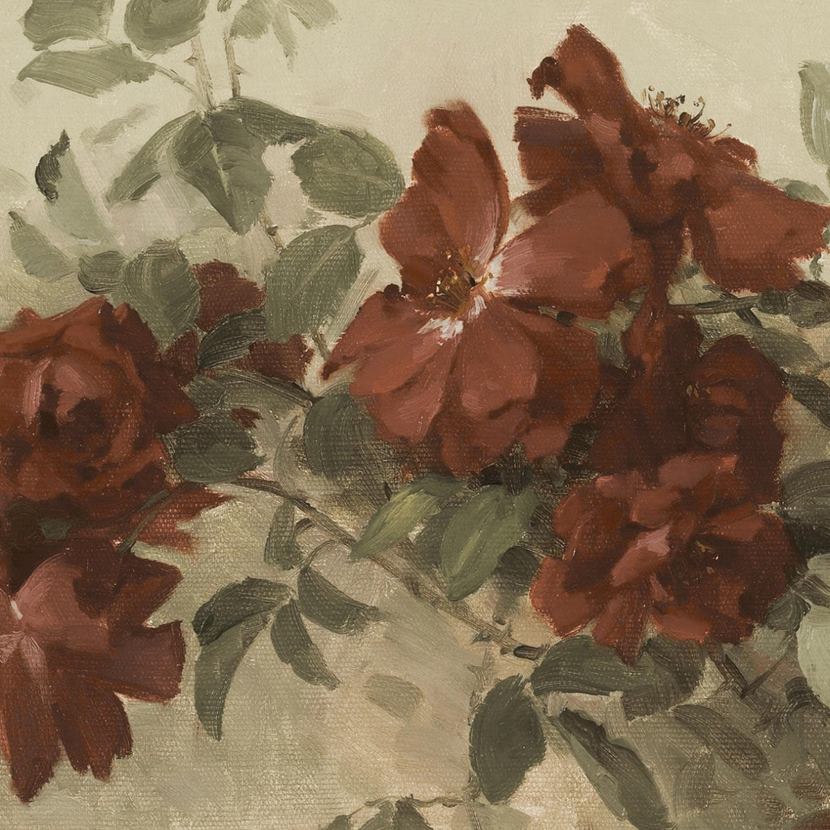 Dark Floral Wall Art | Large Canvas Tapestry | Moody Burgundy Flower Painting | T126