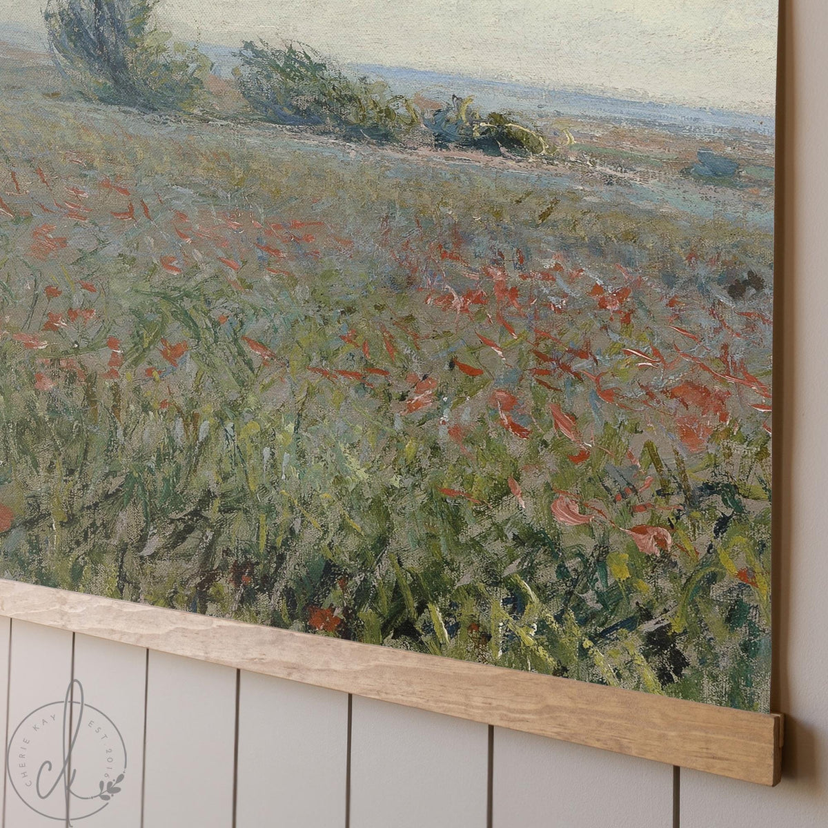 Scripture Wall Hanging | Claude Monet's Poppy Field Canvas Tapestry | Psalm 100:4 Christian Art | T136
