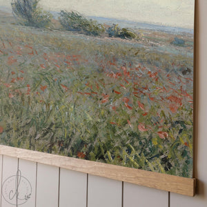 Scripture Wall Hanging | Claude Monet's Poppy Field Canvas Tapestry | Psalm 100:4 Christian Art | T136