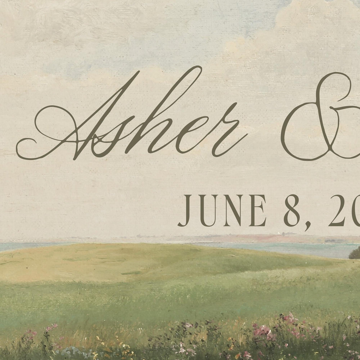Wedding Welcome Sign | Vintage Landscape Canvas | Personalized Last Name & Date | N152