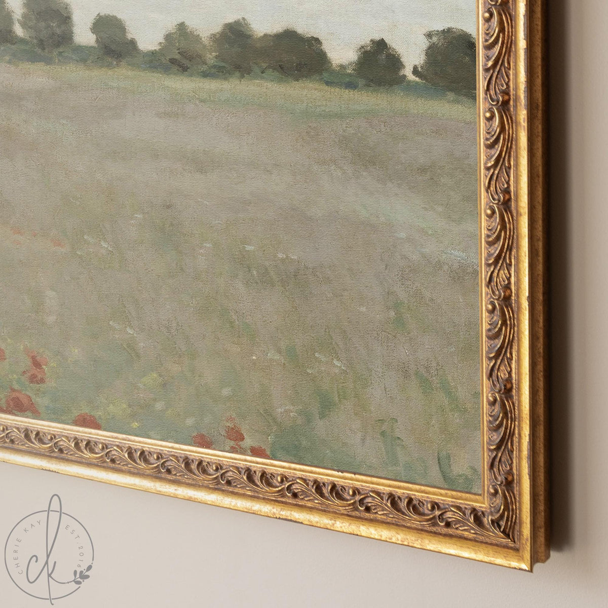 Framed Christian Art | Monet Poppy Field Canvas Print | Psalm 34:3 Scripture Wall Decor | N58