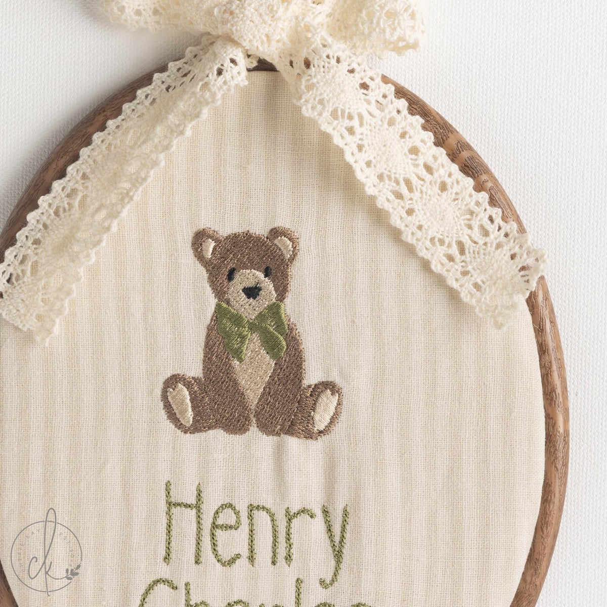 Teddy Bear Embroidery Hoop Art | Personalized Name Sign | Nursery Wall Decor | E3