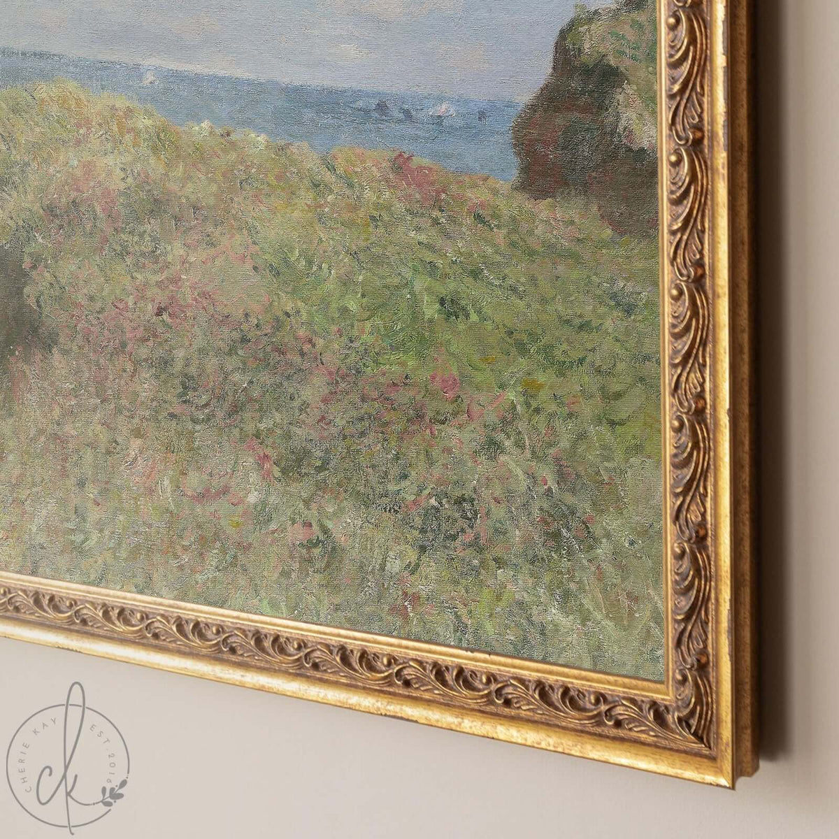 Seascape Wall Art | Monet Cliff Walk at Pourville | Gold Framed Impressionist Print | N100