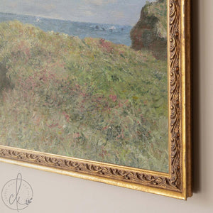 Seascape Wall Art | Monet Cliff Walk at Pourville | Gold Framed Impressionist Print | N100