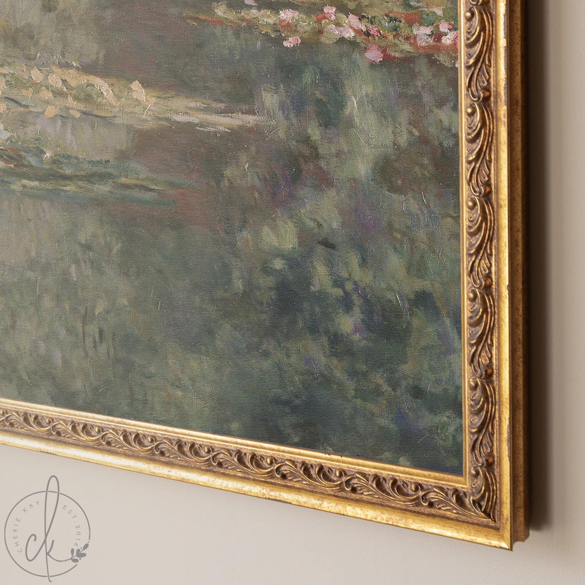 Monet Water Lilies Print | Gold Framed Impressionist Art | Lily Pond Wall Decor | N106