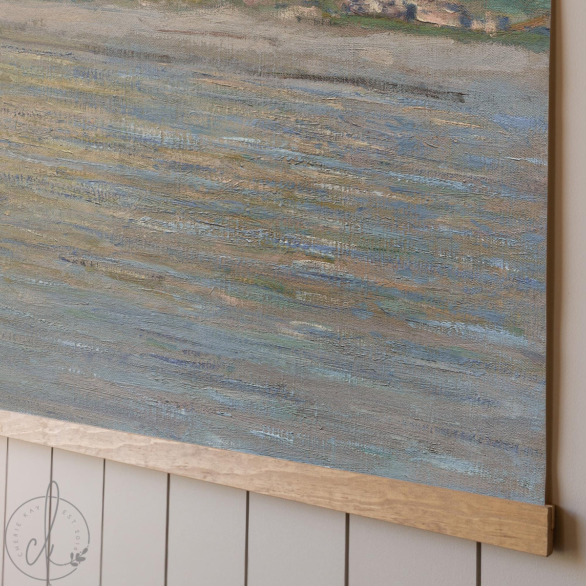Coastal Wall Hanging | Blue Canvas Banner | Claude Monet Beach Tapestry | T139