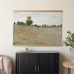 Monet Poppy Field Canvas Tapestry | Psalm 34:3 Scripture Wall Art | Christian Home Decor | T135
