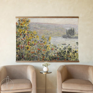 Monet Flower Painting | Large Impressionist Canvas Banner | Sunflower Vetheuil Wall Art | T140