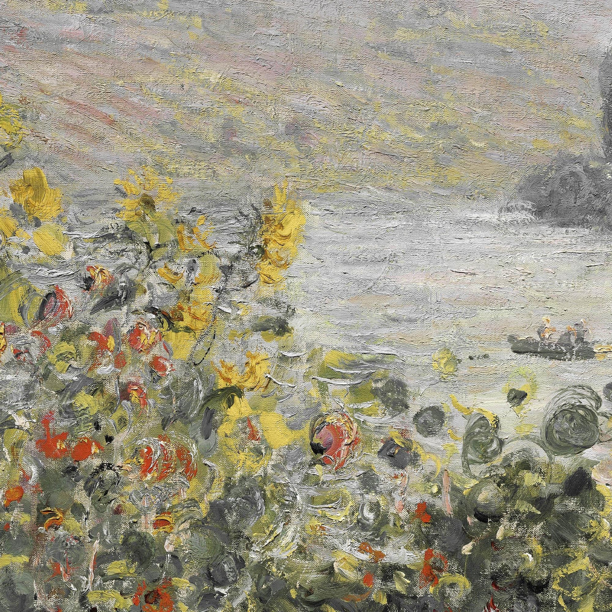 Monet Flower Painting | Large Impressionist Canvas Banner | Sunflower Vetheuil Wall Art | T140