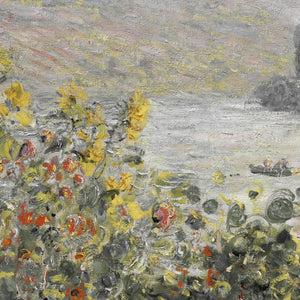 Monet Flower Painting | Large Impressionist Canvas Banner | Sunflower Vetheuil Wall Art | T140