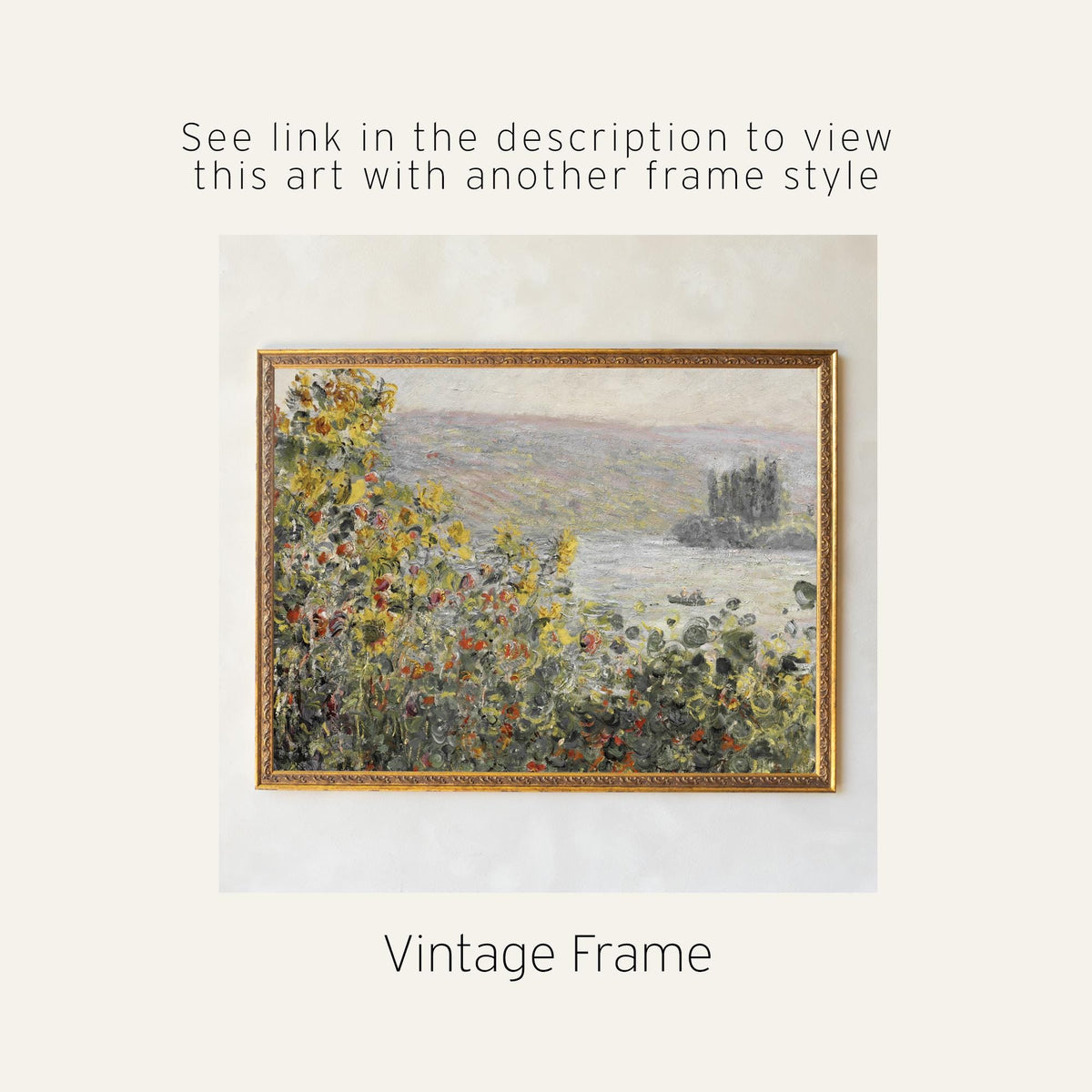 Monet Flower Painting | Large Impressionist Canvas Banner | Sunflower Vetheuil Wall Art | T140