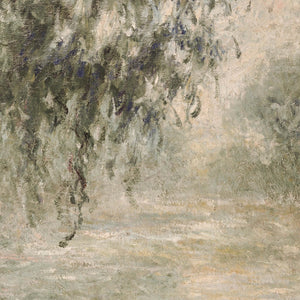 Monet River Painting Canvas Banner | Morning on the Seine | Large Willow Wall Tapestry | T141