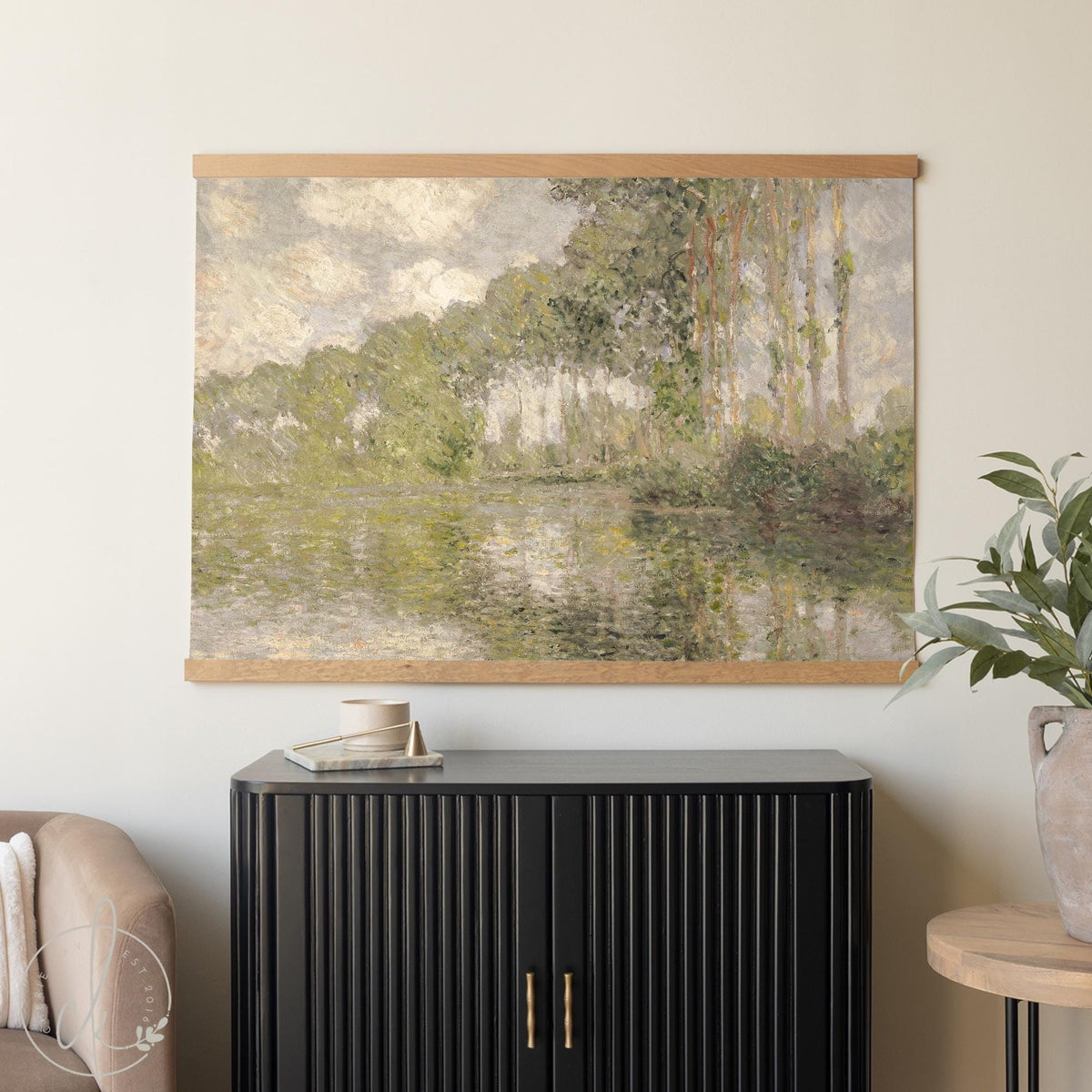 Poplars on the Epte | Claude Monet Canvas Banner | Large Impressionist Wall Tapestry | T142