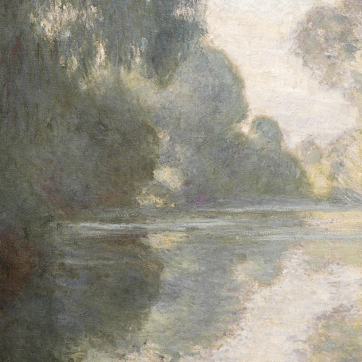 Monet Tapestry | Morning on the Seine Canvas Banner | Green Landscape Wall Art | T144