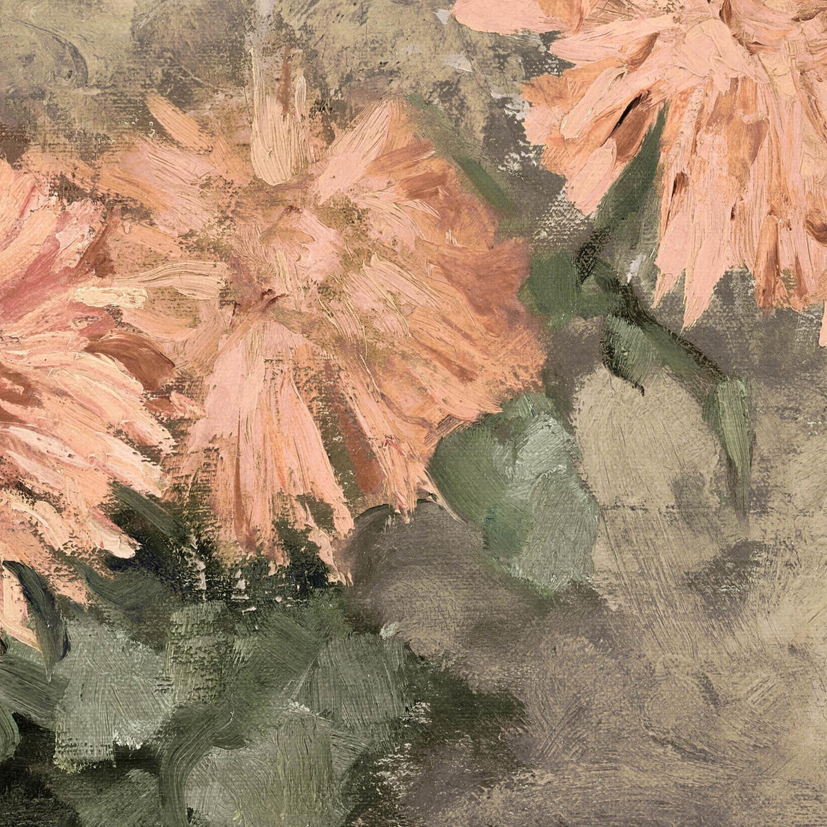Chrysanthemum Wall Art | Oversized Floral Tapestry | Moody Peach Canvas Banner | T147