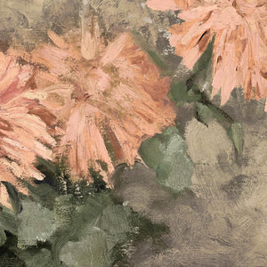 Chrysanthemum Wall Art | Oversized Floral Tapestry | Moody Peach Canvas Banner | T147