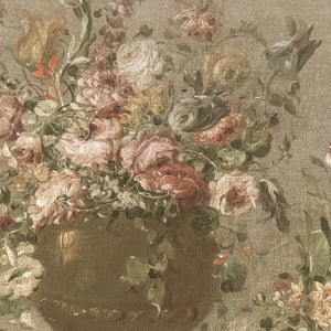 Floral Tapestry | Antique Peony Canvas Banner | Moody Vintage Dining Room Art | T150