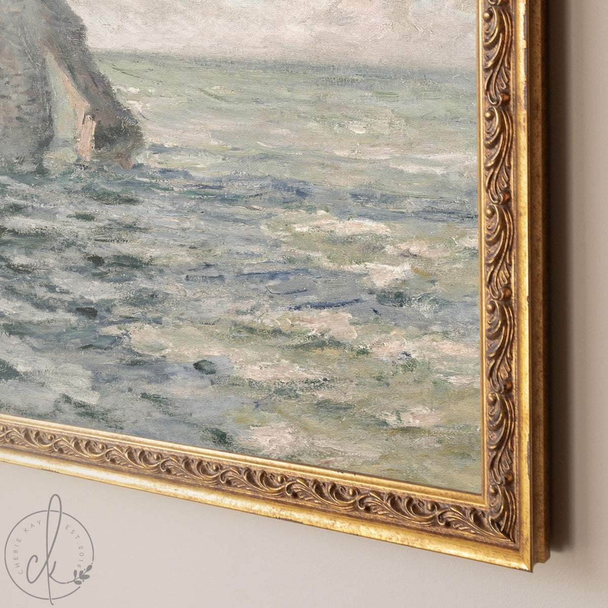 Monet Ocean Painting | Coastal Wall Art | Framed Canvas Print | Cliff Aval Étretat | N212