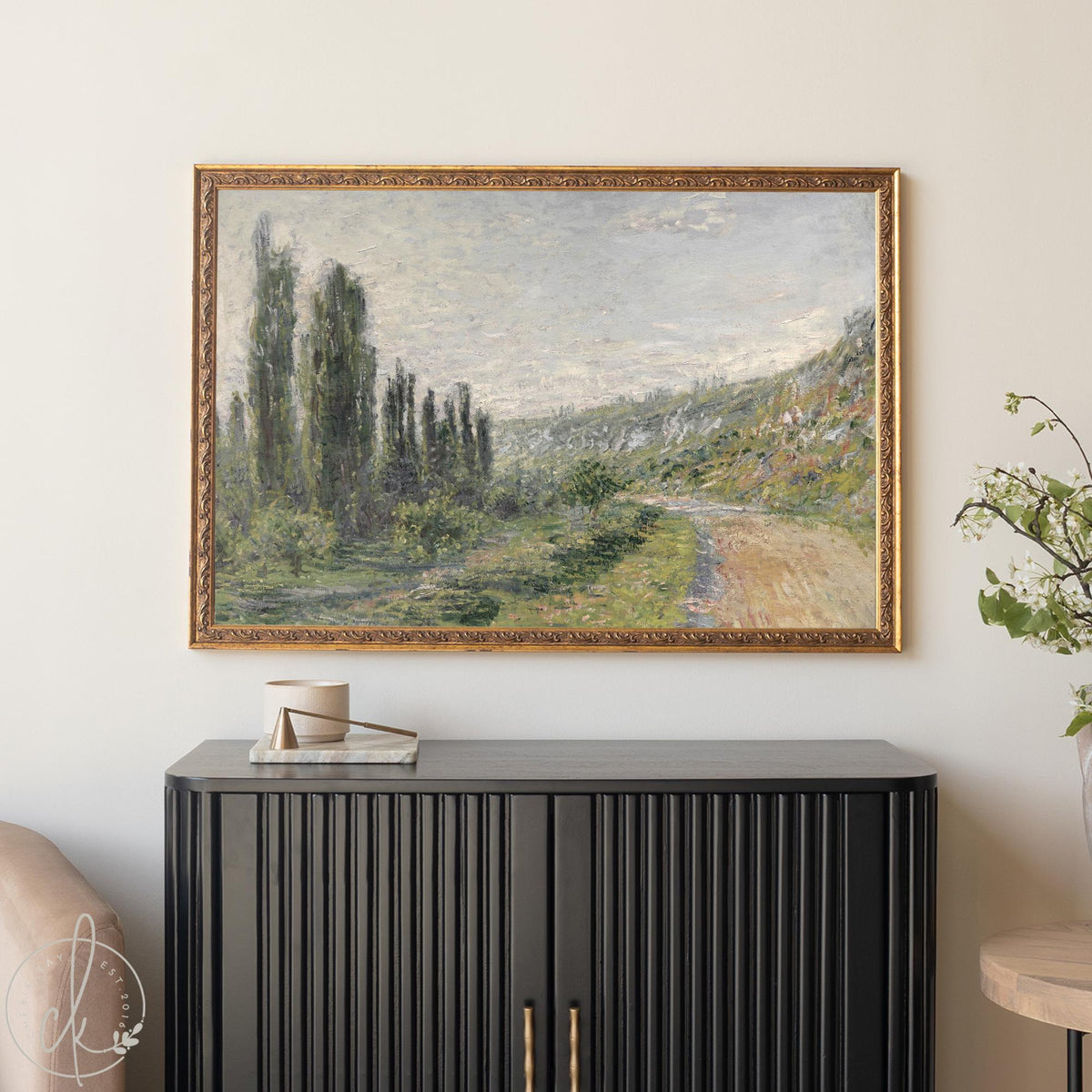 French Impressionist Art | Monet La Route de Vetheuil | Framed Canvas Landscape Wall Decor | N216