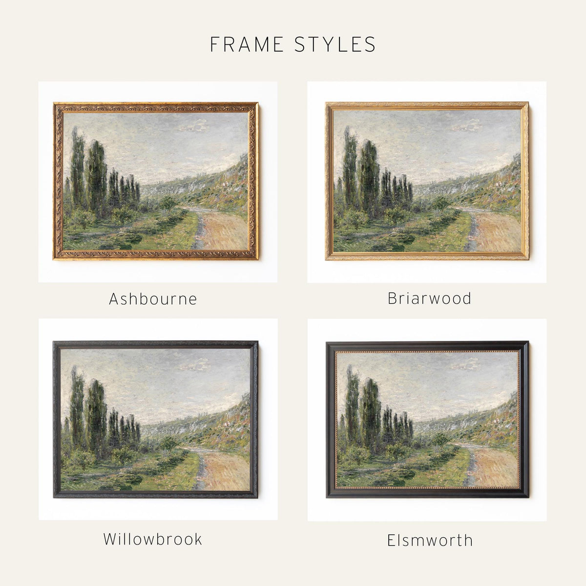 French Impressionist Art | Monet La Route de Vetheuil | Framed Canvas Landscape Wall Decor | N216