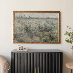 Monet Landscape Painting | Banks of the Seine Vétheuil | Gold Framed Wall Art for Living Room | N8