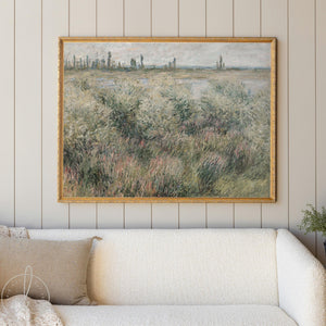 Monet Landscape Painting | Banks of the Seine Vétheuil | Gold Framed Wall Art for Living Room | N8