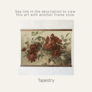 Burgundy Wall Art | Vintage Floral Still Life | Antique Gold Framed Canvas Print | N59