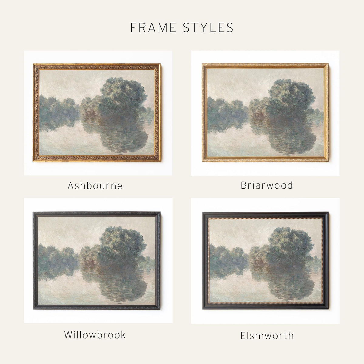 Monet Canvas Print | The Seine at Giverny Framed Wall Art | Impressionist River Landscape | N53