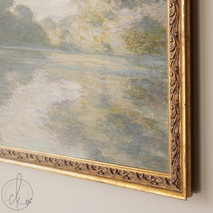 Impressionist Wall Art | Monet Morning on the Seine Framed Canvas | Moody River Landscape Print | N179