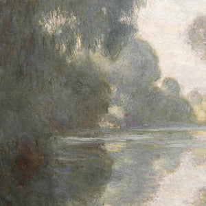 Impressionist Wall Art | Monet Morning on the Seine Framed Canvas | Moody River Landscape Print | N179