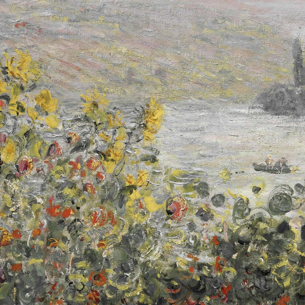 Flower Beds at Vetheuil | Monet Framed Print | Gold Framed Wall Art | N201