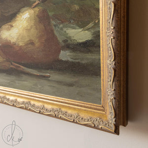 Pear Still Life | Framed Vintage Kitchen Wall Art | Fruit Painting Dining Room Decor | N25